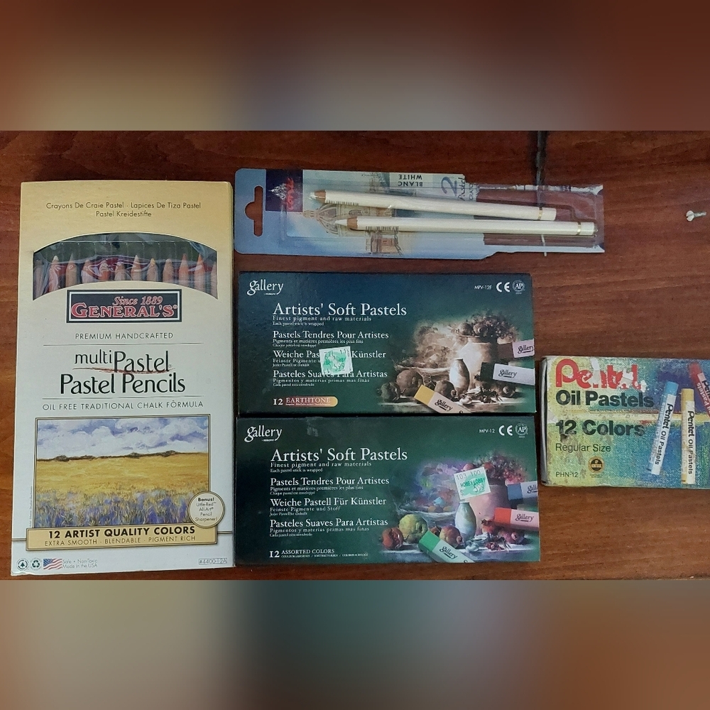 Pastel Pencils, Sticks & Crayons, Lot of Five Items